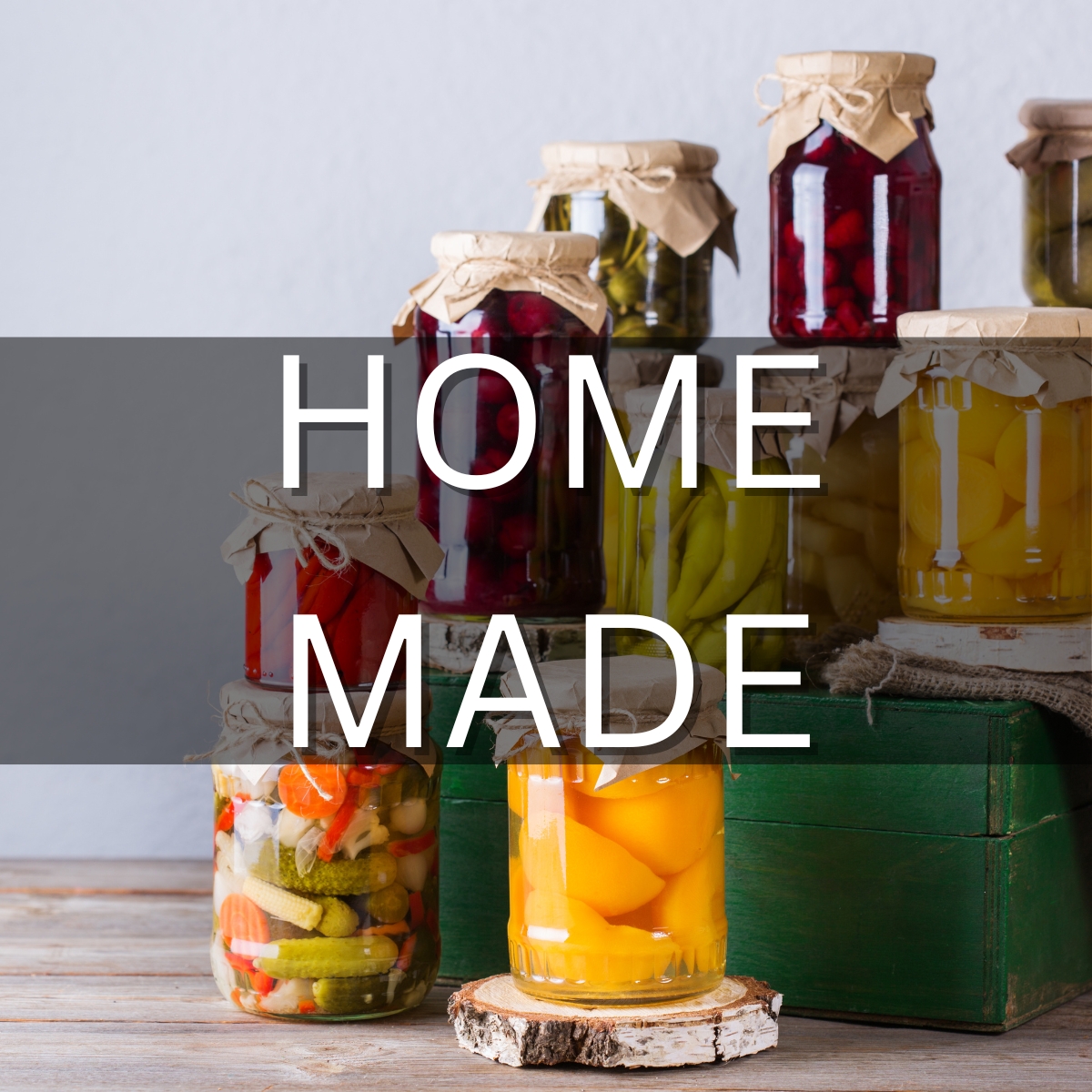 a homemade thumbnail with colorful mason jars holding canned goods