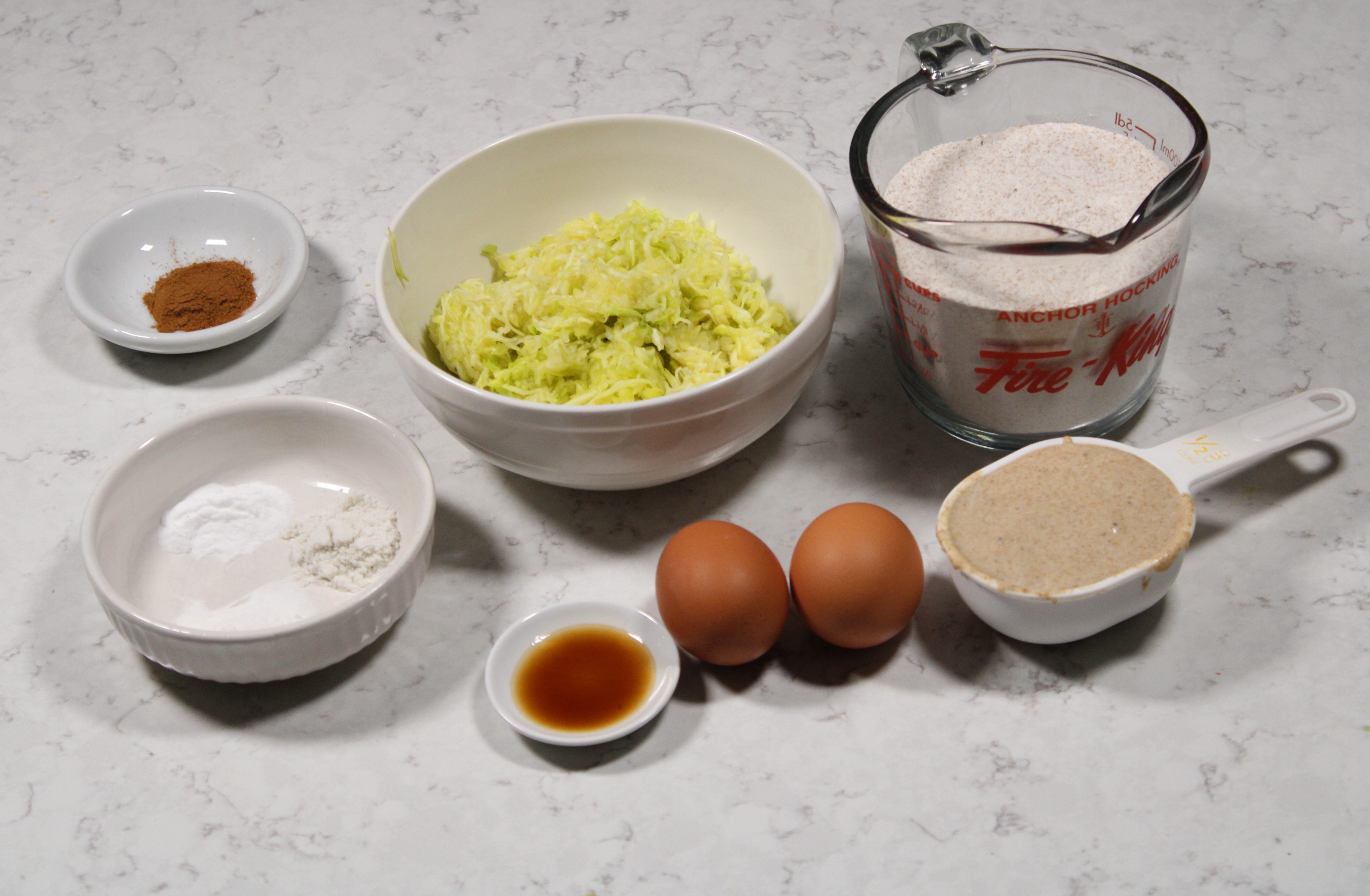 recipe ingredients on a white counter