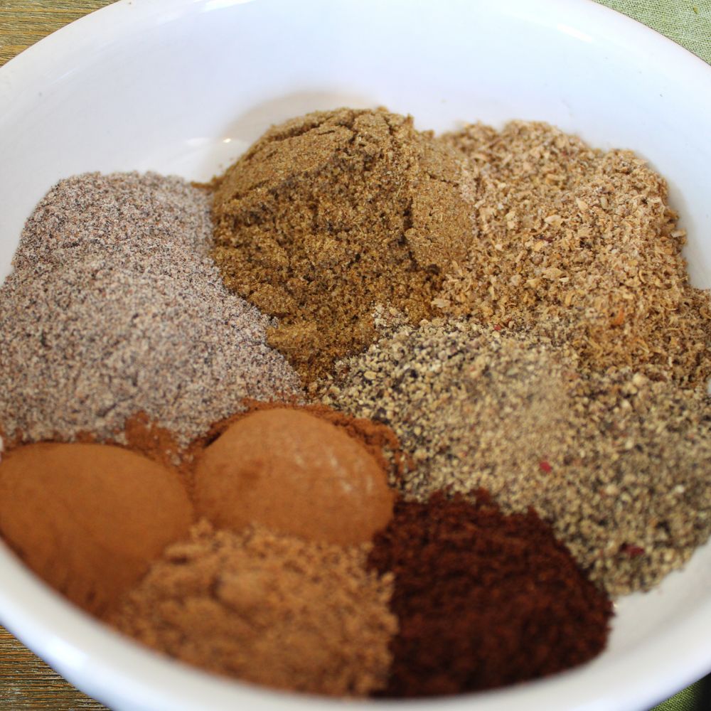 close up of spices in a bowl, not yet stirred together