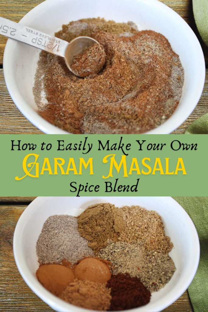 two images. Top image spices mixed in a small bowl. Bottom picture is the same spices not yet mixed